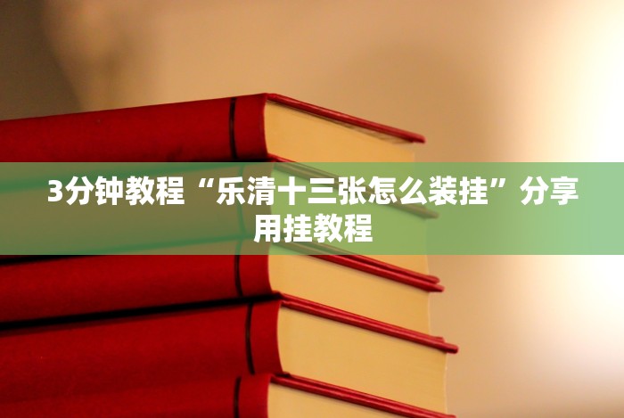 3分钟教程“乐清十三张怎么装挂”分享用挂教程