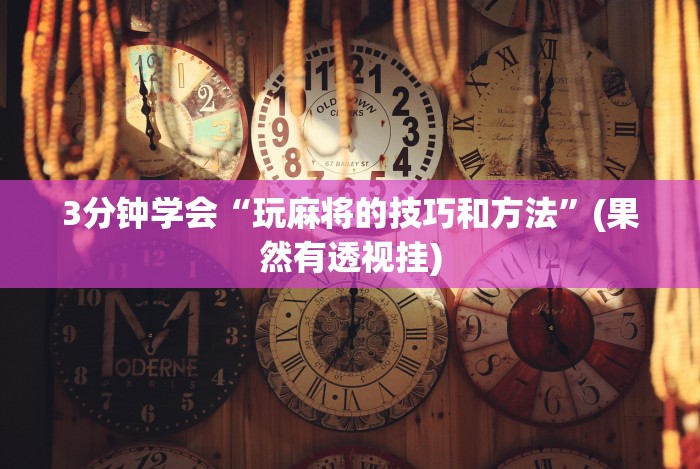 3分钟学会“玩麻将的技巧和方法”(果然有透视挂)