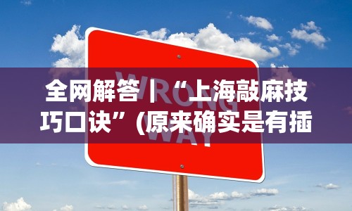 全网解答｜“上海敲麻技巧口诀”(原来确实是有插件)