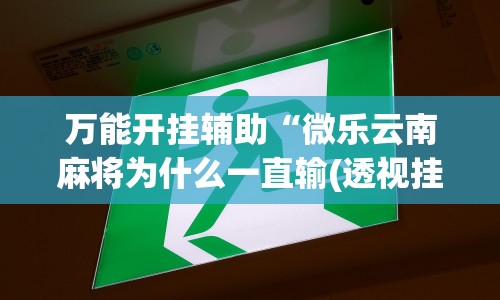 万能开挂辅助“微乐云南麻将为什么一直输(透视挂真的假的)