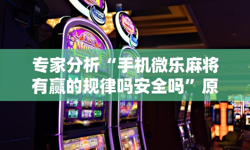 专家分析“手机微乐麻将有赢的规律吗安全吗”原来有神器下载
