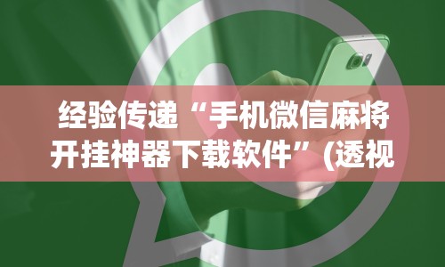 经验传递“手机微信麻将开挂神器下载软件”(透视)其实确实有挂